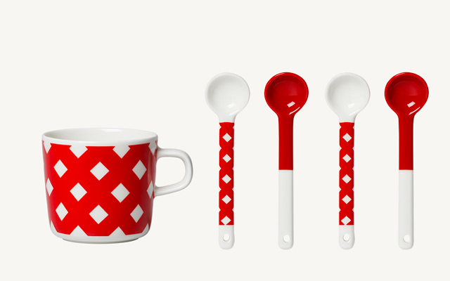 marimekko(マリメッコ)Okko 赤 スプーン・コーヒーカップ